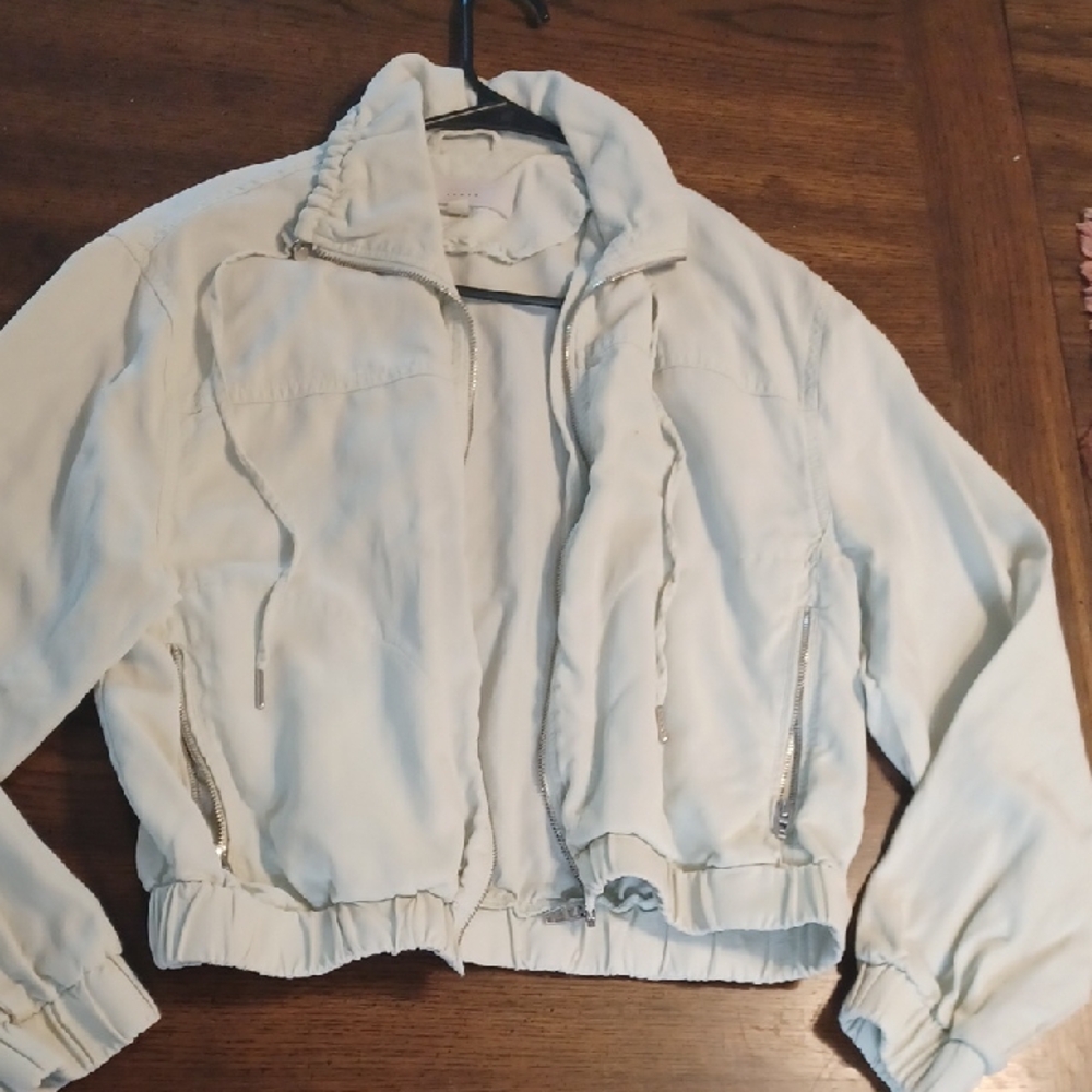 Blank NYC Women's Light Cream Bomber Jacket